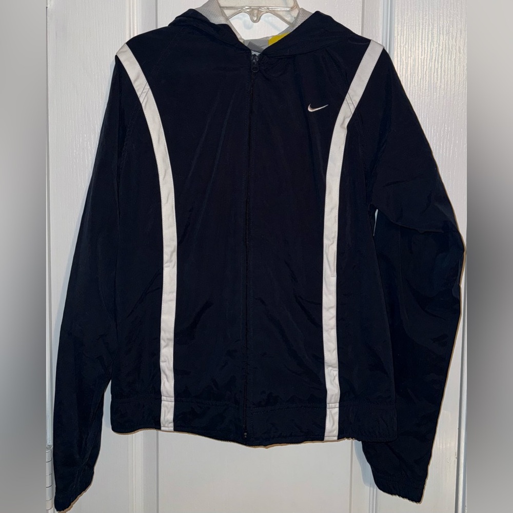 Nike Zip Up Jacket Blue Black White Athletic Windbreaker Size S